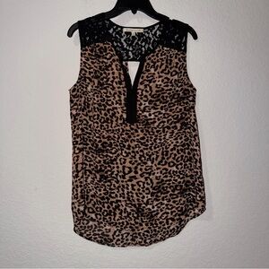 Daniel Rainn Leopard-Print Lace sleeveless top
